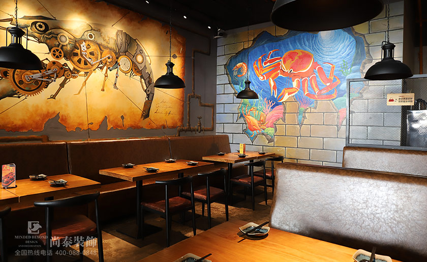 120平米網紅餐飲店裝修實景圖-與蝦邂逅
