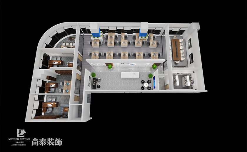 300平深圳現(xiàn)代簡約風格辦公室裝修效果圖